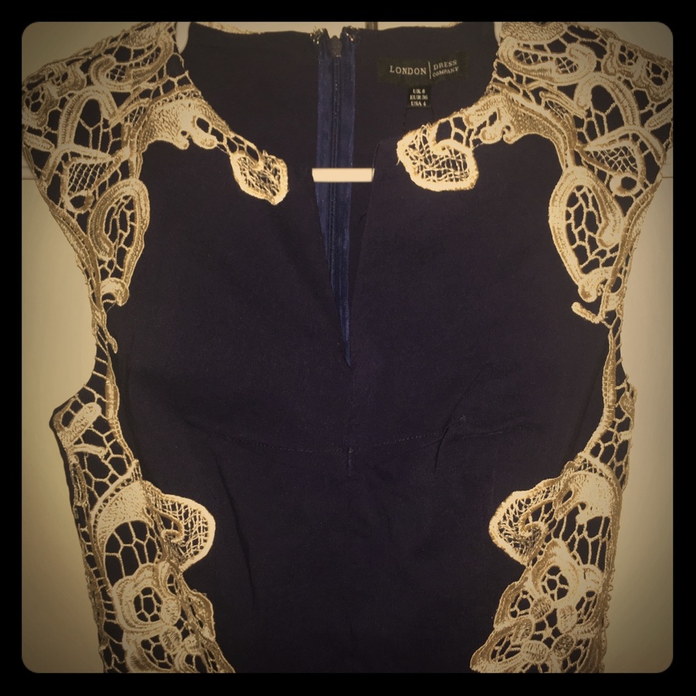 Navy Blue & Vintage Lace Dress